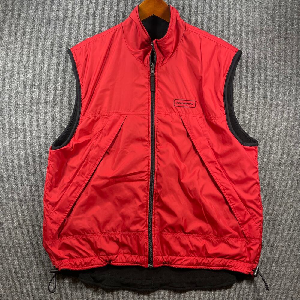 Polo Sport Ralph Lauren Reversible Vest Men's XL Red/Black Full Zip Thermal Pro